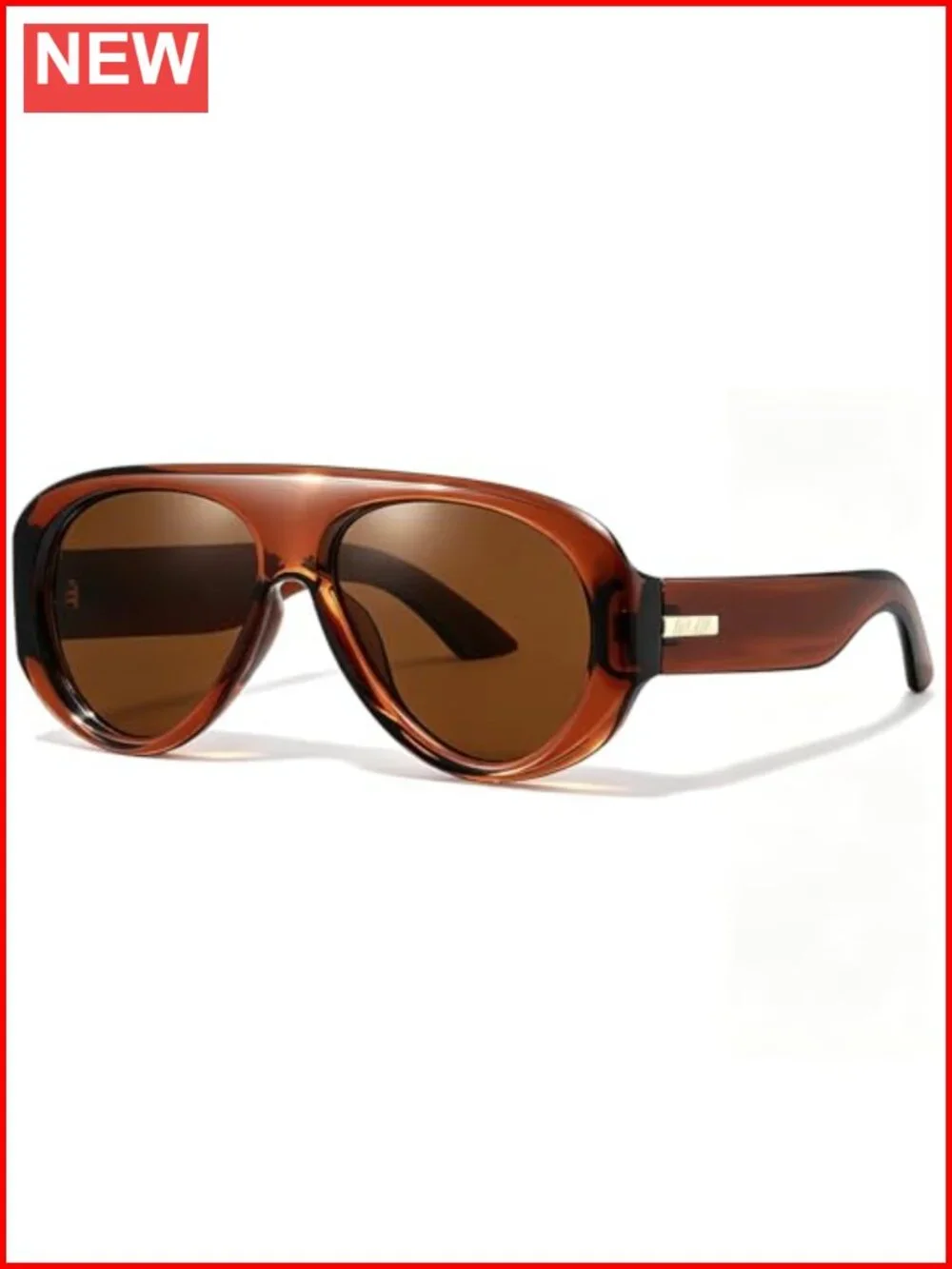 Retro Oversized Aviator Sunglasses Women Men 70s Thick Frame Shield